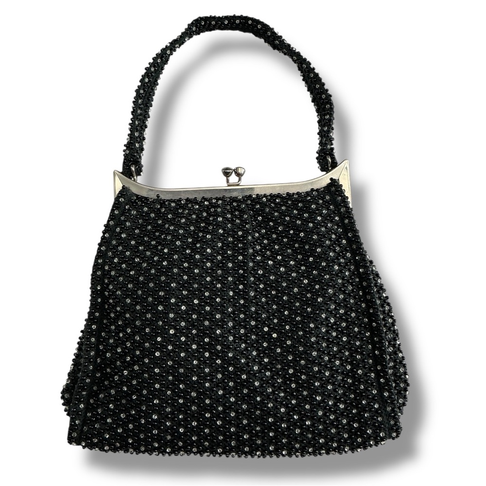 Elegant Black Beaded Handbag - Picture 2 of 7